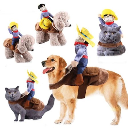 Cowboy Hundekostume Halloween Hundeklæder Ridehest Hvalpe Outfit Kæledyrsbeklædning Til Hund Kat Kostume Fest Cosplay Hunderock S-XL Som Billedet
