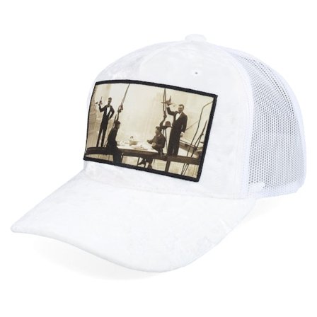 Calza Pennello - White - trucker - Cap - Dinner Atop A Skyscraper Velvet White/White A-fram - Hatstore