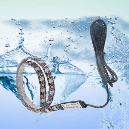 12 RGB 5050 SMD Vandtætte USB LED Sorte Stribelamper 5V