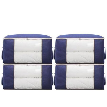 4 Oppbevaringsbokser under sengen, stor kapasitet for dyne, teppe