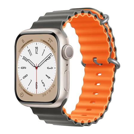 Ocean Rannekoru Apple Watch Ranneke 44mm 40mm 45mm 41mm 49mm 42mm 38mm Älykello silikonihihna Iwatch Ultra Series 7 6 3 Se 8 Grey-orange 42 44 45 49mm