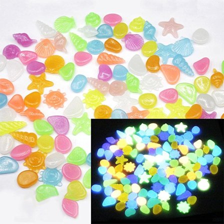Glow Stones, 80 st Luminous Pebble Pebbles Akvarium Dekoration