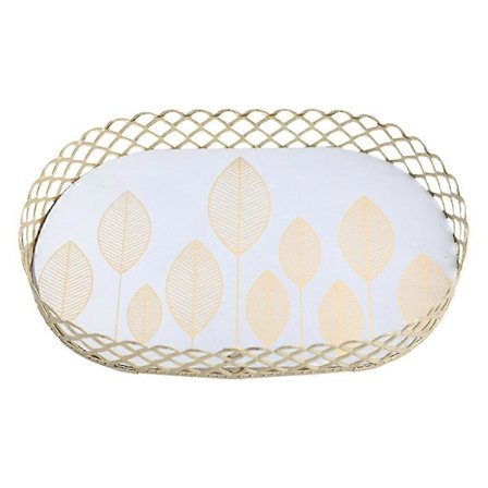 Opbevaringsbakke Kosmetik Opbevaringsboks Makeup Bakke til Hjem Kommode Organizer Hvide Små blade GJH