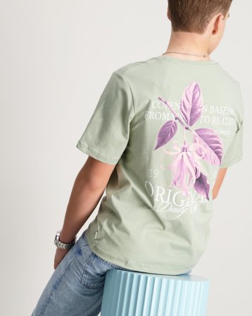 Jack & Jones JORCATSKILLS CUT OUT TEE CREW NECK JNR Grønn T-skjorter Gutt - Kids Brand Store