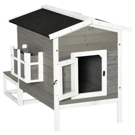 Rootz Animal Hut - Cat House - Cat Hut - Small Animal House - Dog House - Gray/White - 115 X 66.5 X 74.7 cm