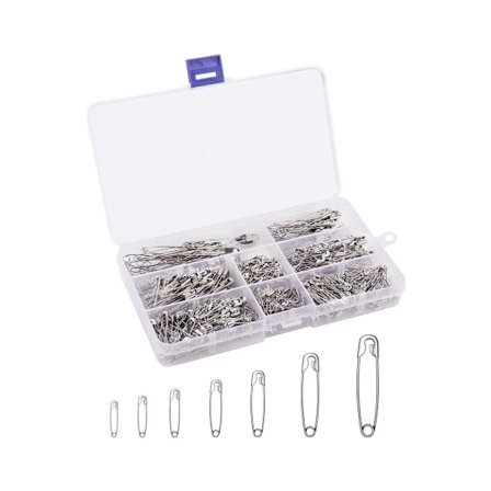 Plastlåda med 460 Stål säkerhetsnålar i 7 Storlekar (19~54 mm)