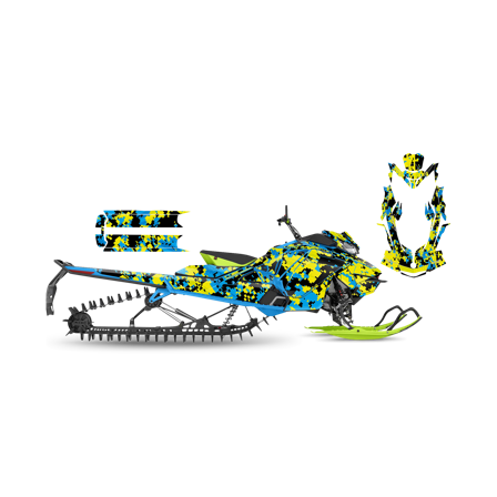 Dekalkit SweTown Tetris Blå-Lime - Ski-Doo Freeride 850 E-Tec Turbo 154 2018-2022