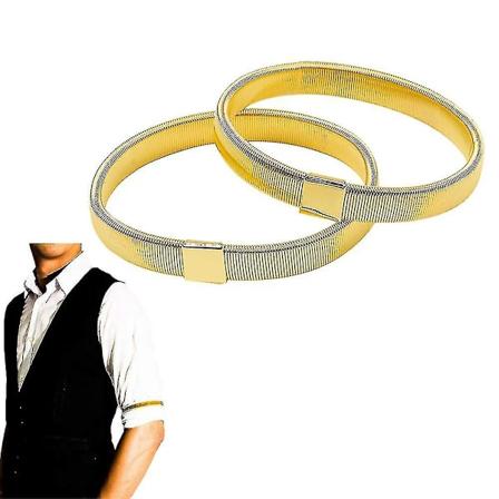 Antiskrid Skjorteærme Metal Armbånd Stræk Elastiske Armbånd Armbåndsærme Holdere 1 Par [GGL] Gold