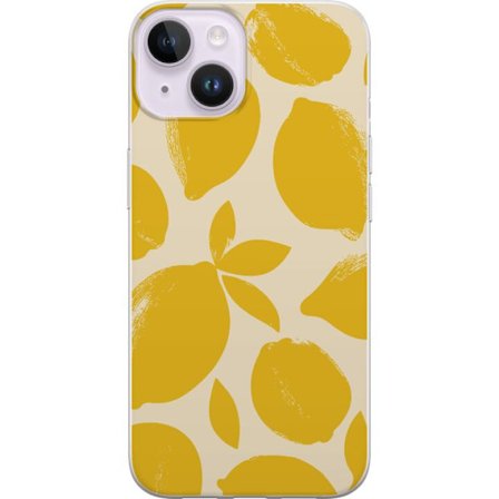 Kompatibelt Mobilskal till Apple Apple iPhone 15 Plus Citrontryck citroner gula citrusfrukt köksmönster sommar design tapet retro stil färsk inspir