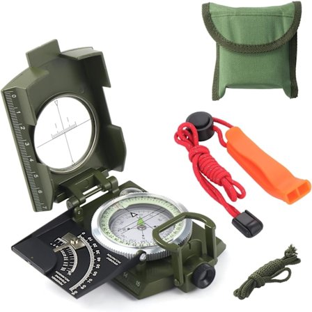 Vaellusnavigointi Sotilas Vedenkestävä Prismakompassi Ulkoilma Leirintä Vaellukselle Mukana Kassi, Etäisyyslaskuri ja Kallistusmittari