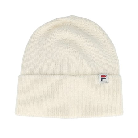 Fila - White cuff Beanie - Milano Mid Height Logo Knit Beanie Egret Cuff @ Hatstore