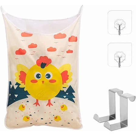 Hængende vasketøjskurv, dørhængende, hængende vasketøjspose med rustfrie stålkroge til opbevaring af beskidt tøj hængende bag skabslågen