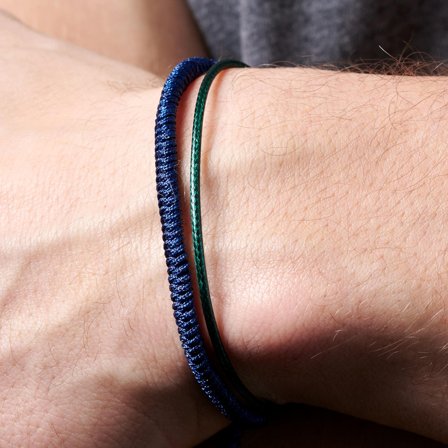 Will Donkere Marineblauwe Duo-armband voor mannen - Touwarmbanden