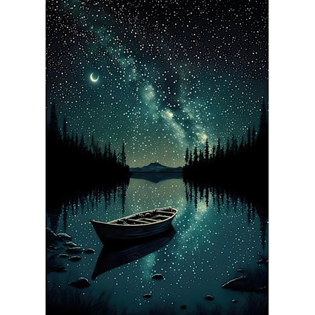 Stjernenat Diamant Maleri Sæt til Voksne, Kano Sø Måne Diamant Maleri Sæt til Begyndere, DIY Diamant Prikker Sæt Landskab til Hjemmekunst Dekoration