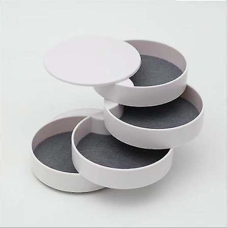 Korujen järjestäjä 4-kerroksinen 360 asteen kiertävä korurasia tytöille ja naisille, pieni matkakokoinen tarvikkeiden säilytyskotelo korvakoruille ja 