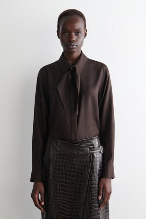 COS Frauen Seidenhemd Mit Schaldetail in Braun