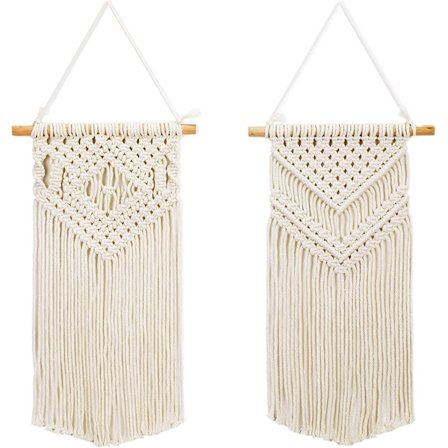 Veggteppe vevd i bohemsk stil, 42 cm (L) x 25 cm (B) Sett med 2 veggdekorasjoner til soverom, stue, bursdag, bryllup-