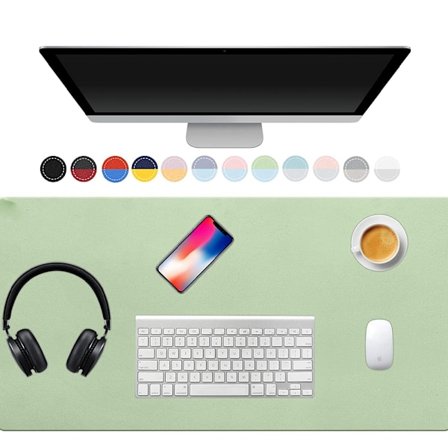 Dobbeltsidet skrivebordspude, 36" x 17" PU læder skrivebordsunderlag, vandtæt D