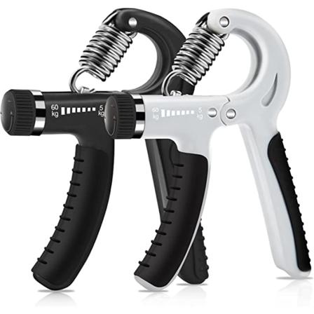 2 kämmenvoimavälinettä (musta ja valkoinen) Kämmenvoimavälineet, kynsikuntoiluvälineet