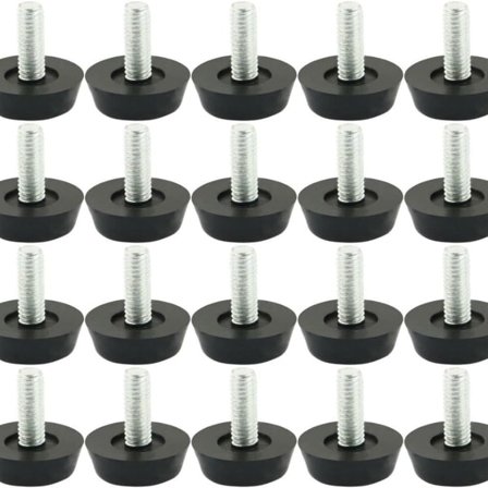 Justerbar fot for møbeljusteringsføtter M6 skrueføtter svart - 20 stk