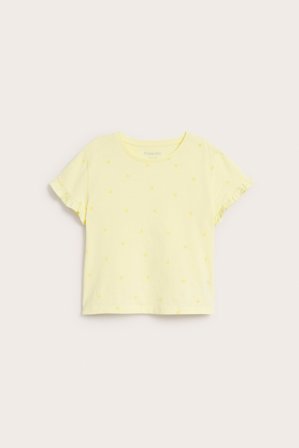 Kappahl | Bawełniany top z wzorem w serca Jasnożółty 110/116 | Jasnożółty