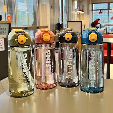 Vattenflaska Stort sporthalm 2 liter med tidsmarkör