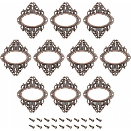 56 x 66 mm 12 st rödbrons metall etiketthållare för visitkort för hylla, skrivbord, bokhylla, låda