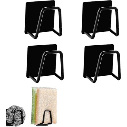 Svampställ i rostfritt stål - 4-pack i svart