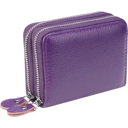 Kvinners RFID-blokkerende skinn glidelås lommebok liten veske