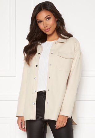 ONLY - Maci L/S Shacket - Pumice Stone - Kläder - - Bubbleroom