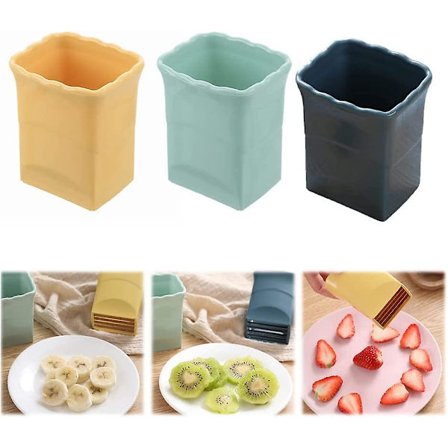 3-delad koppskivare, fruktskivare, äggskivare i rostfritt stål, jordgubbsskivare, snabb tillverkning av frukt- och grönsakssalladsskärare, 3 färger