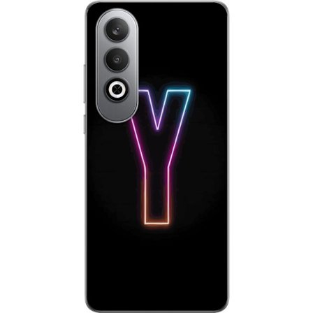 Kompatibel Mobilcover til OnePlus OnePlus Nord CE4 Minimalistisk neonbogstav Y i farveskiftende lys mod sort baggrund