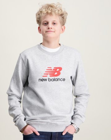 New Balance New Balance Brush back Stacked Logo Crew Grå Trøjer Dreng - Kids Brand Store