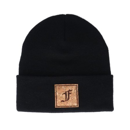 Kiddo Cap - Svart cuff Beanie - Kids F Letter Patch Black Cuff @ Hatstore