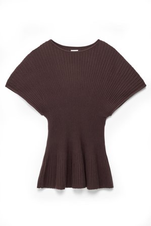 NA-KD Ribbstickad peplumtopp - Stickade toppar - Brun - S