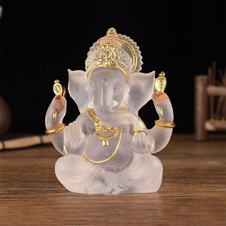 Clear Lord Ganesha Statue Elephant Hindu Sculpture Figurines Bu