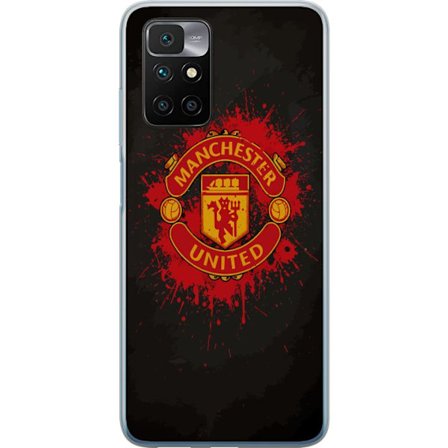 Kompatibelt Mobildeksel til Xiaomi Xiaomi Redmi 10 Manchester United logo i rød og gul farge med røff sportslig bakgrunn
