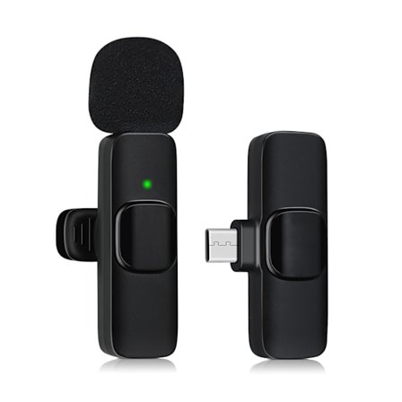 Trådløs Bluetooth-mikrofon til mobiltelefon, mini-mikrofon til videooptagelse, YouTube-streaming/vlog, støjreduktion (USB-C med 1 mikrofon)