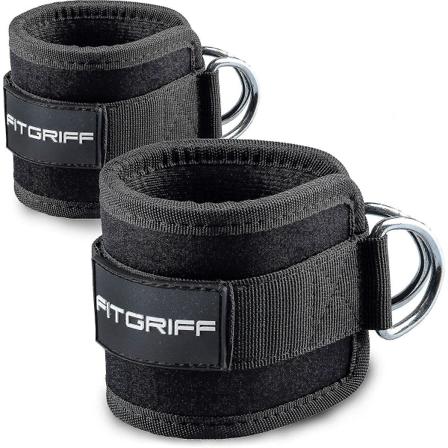 Fitgriff Vadderade Fotremmar V1, 2-pack, för Fitnessträning på Kabelmaskinen, Ankelremmar för Män och Kvinnor
