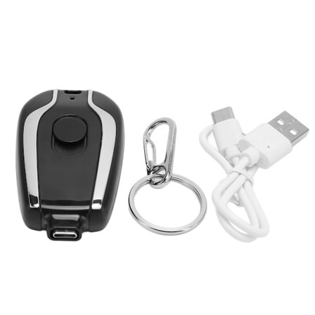 Bærbar Oplader Nøglering 1500mAh Hurtig Opladning USB C Mini Powerbank til Android Telefoner Sort