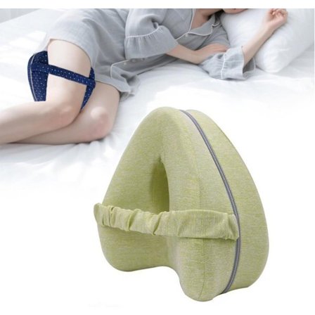 Knepute for sideliggende, ortopedisk pute med memory foam grønn