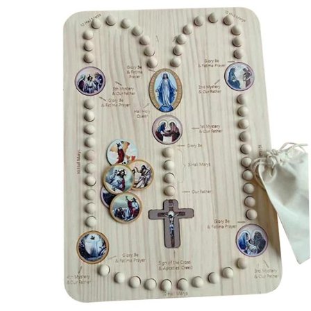 Tre Rosenkransbrett med 22 Mysteriekort 54 Perler for Barn (FMY)