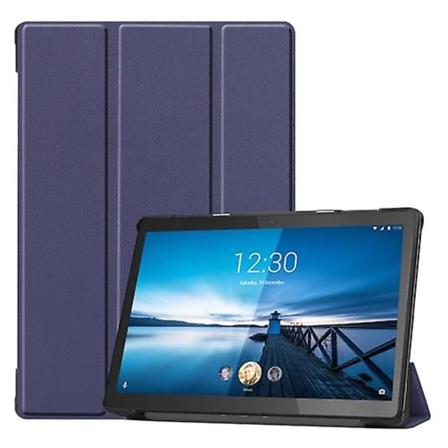For Lenovo M10 Fhd Rel Tb-x605fc Custer-mønster Pure Color Horisontal Flip-lærveske med tre-foldbar holder/vekke-opp/søvnfunksjon Dark Blue