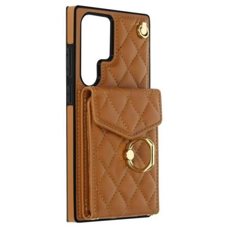 Lanyardfodral till Samsung Galaxy S23 Ultra Back Plånbok Ring Hållare Brun kastanj