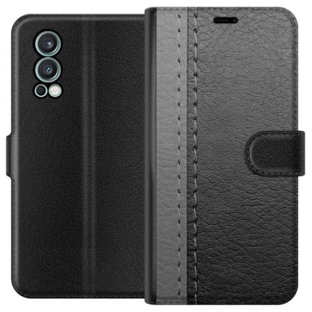 OnePlus Nord 2 5G Lompakkokotelo Musta & Harmaa Nahka