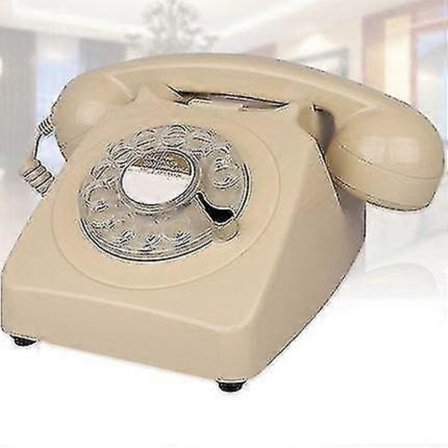 Telefon med dreieskive, retro, gammeldags fasttelefon, klassisk telefon med ledning, metallbjelle og ringefunksjon, hjemmeinnredning - Perfet