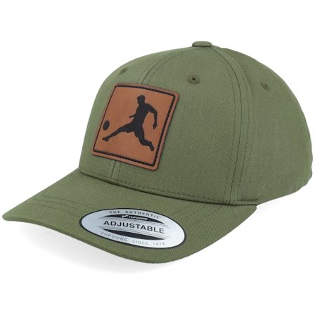 Kiddo Cap - Kids Football Player Engraved Olive Adjustable Adjustable Green Cap - @ Hatstore