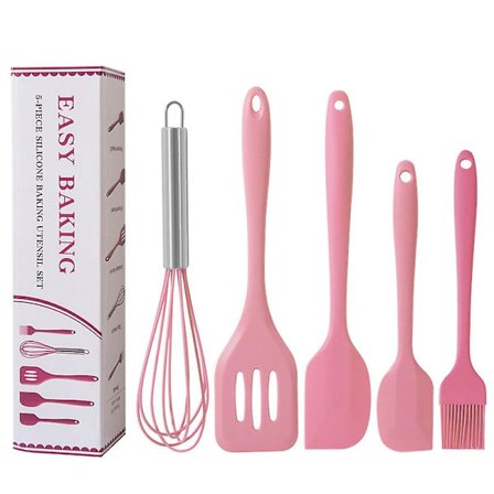 5 stk Varmebestandig Sikkerhetssilikon Kjøkkenredskapsett BPA-fri Baking Baking Verktøy, Visp, Baking Brush (FMY)