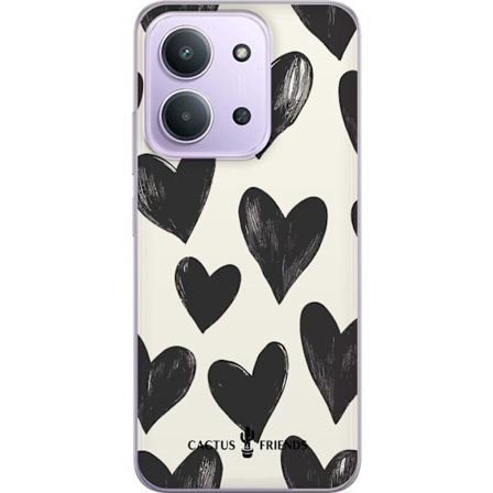 Kompatibel Mobilcover til Xiaomi Xiaomi Redmi 15C Cactus and Friends - Bold Black Love Pattern