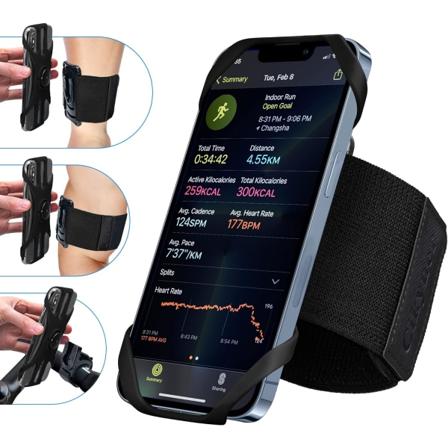 Löpararmband, 3 i 1 löpartelefonhållare sportarmband cykeltelefonhållare 360° roterbar & avtagbar löpartelefonarmband för 4,5-7